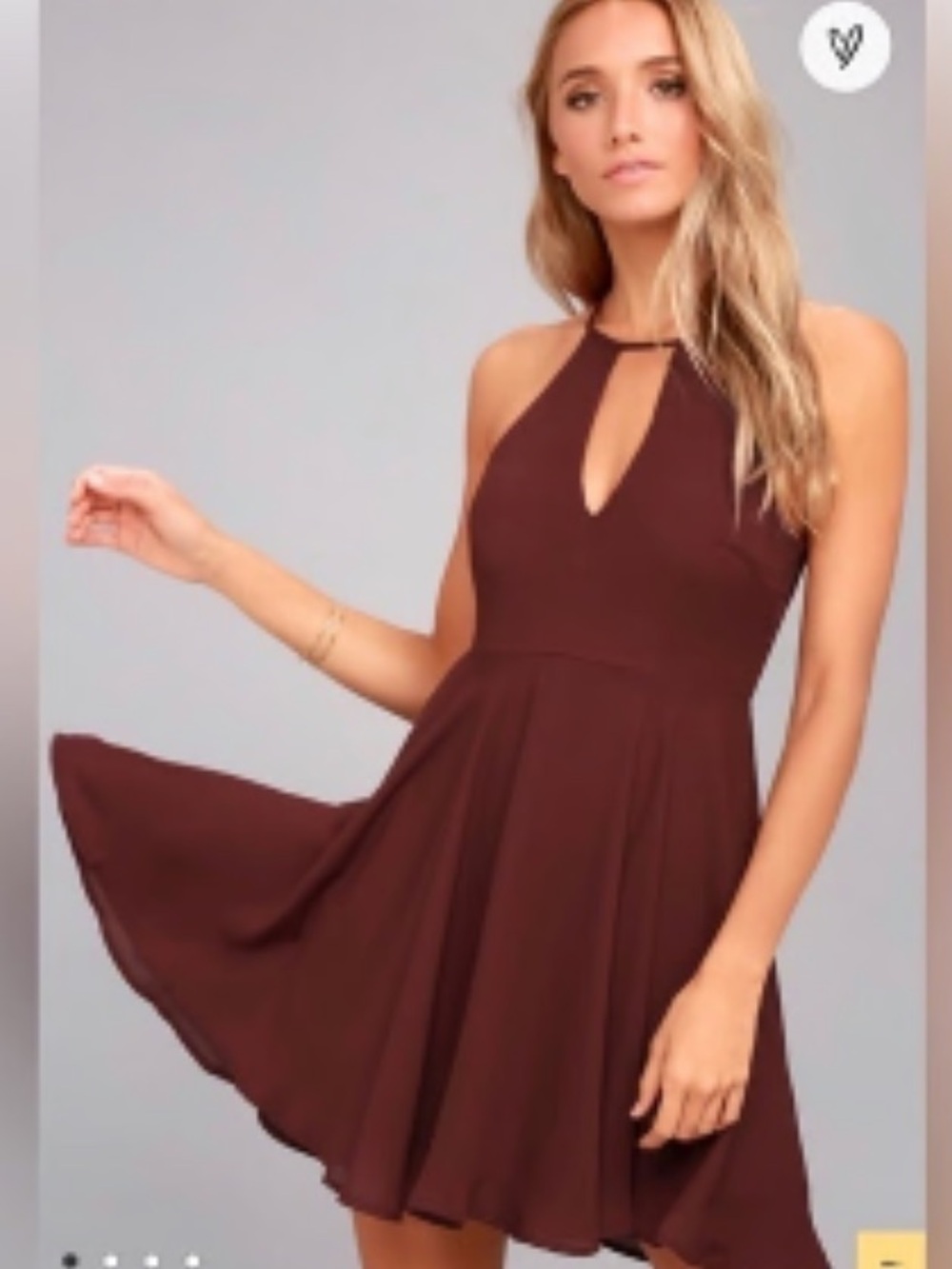 Lulu's Maroon Keyhole Halter Swing Dress